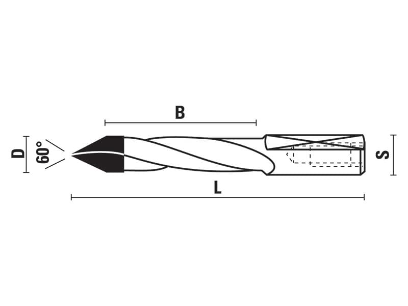 Hw through holes drill bits z=2 schema
