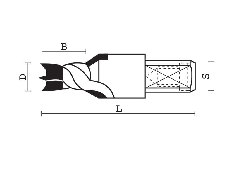 Hw dowel drills with countersink z=2 schema