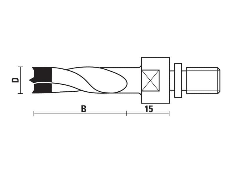 Hw dowel drills with threaded shank z=2 schema
