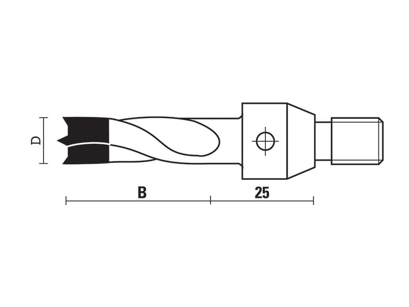 Hw dowel drills with threaded shank z=2 schema