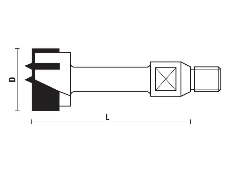 Hw hinge boring bits with threaded shank z=2+2 schema