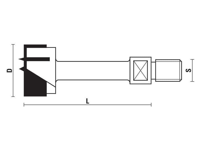 Hw hinge boring bits with threaded shank z=2+2 schema