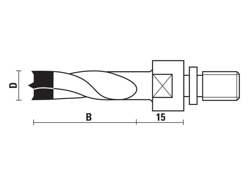Hw dowel drills with threaded shank z=2 schema