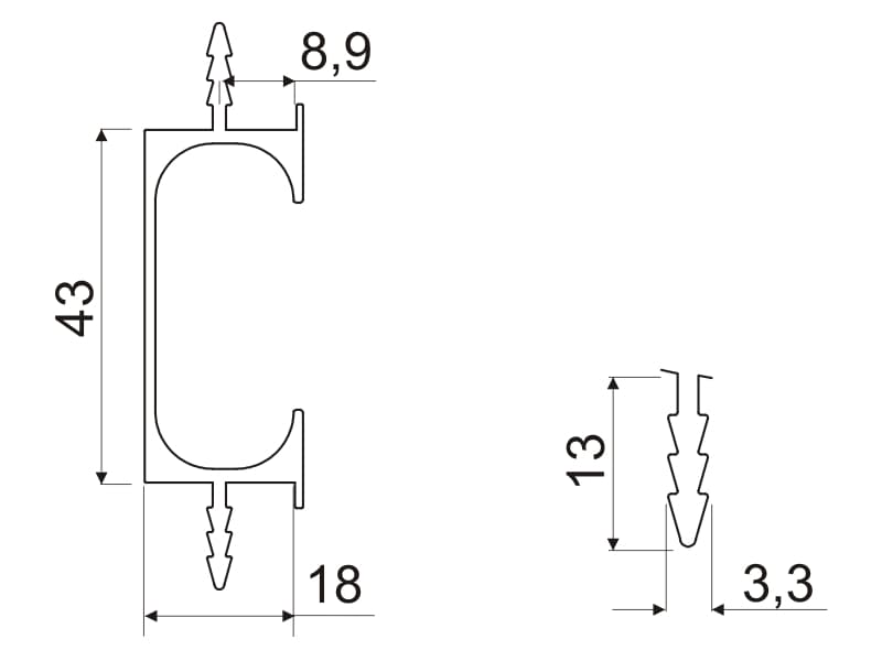 Aluminum profile - Straight equal schema