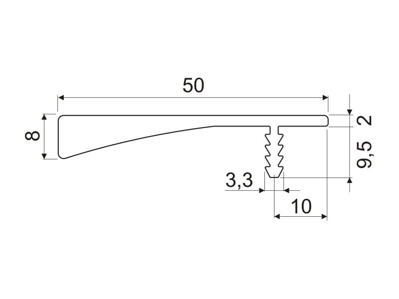 Aluminium profile UKW-13 schema