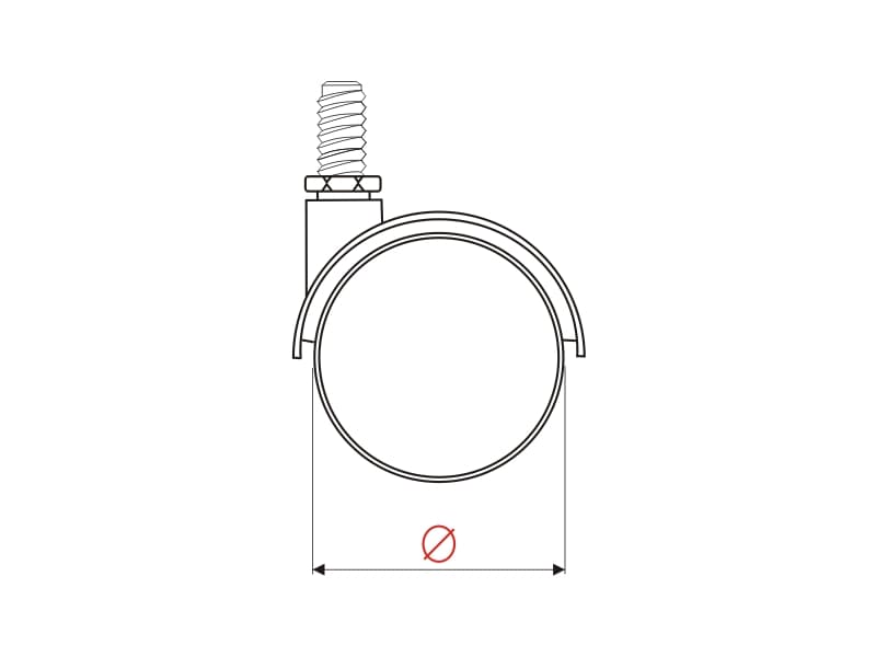 Castor for square aluminium profile schema