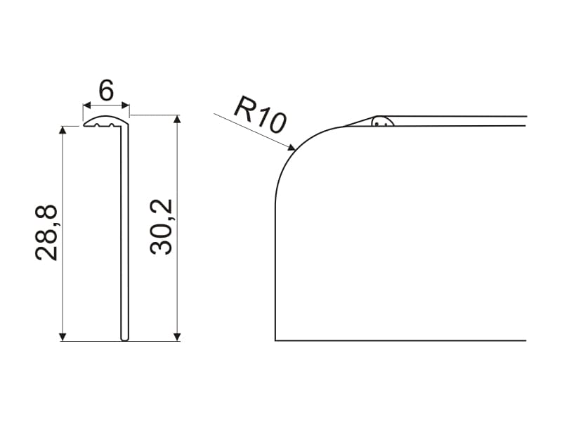 End strip KRONOSPAN 28mm schema