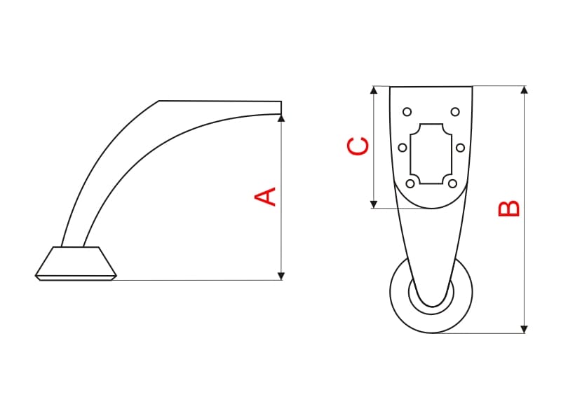 Furniture leg H-120mm schema