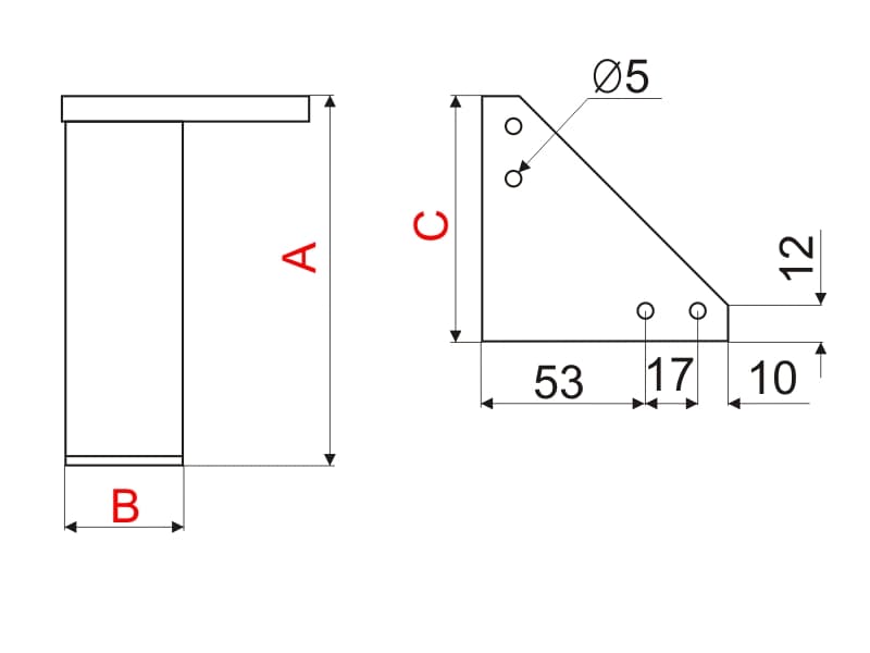 Furniture leg 38x38 schema
