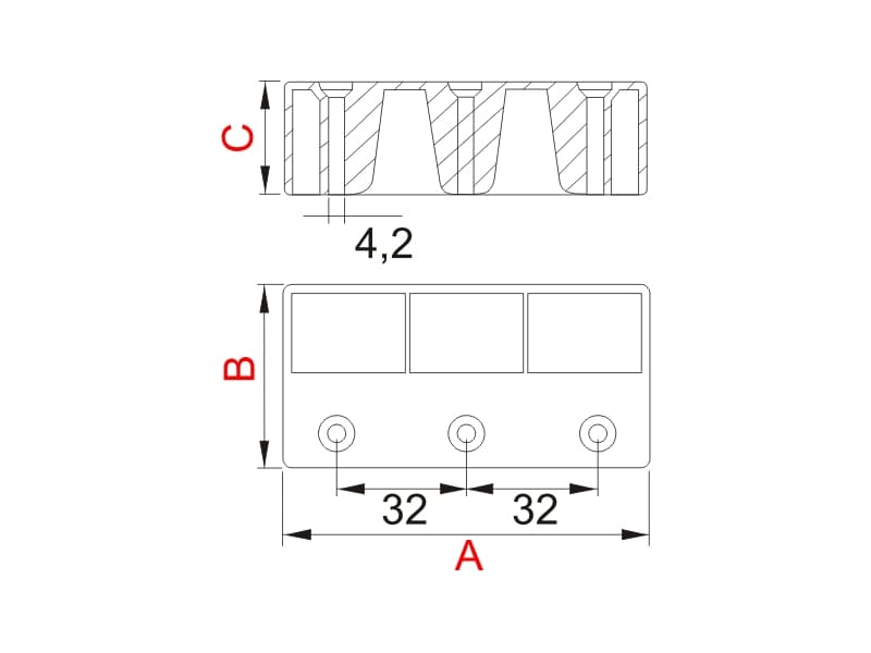 Furniture foot 90mm schema