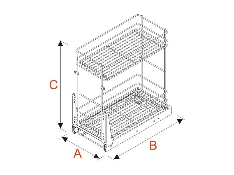 Extractable basket 2 shelves H45 full extension soft closing - VARIANT PLUS schema