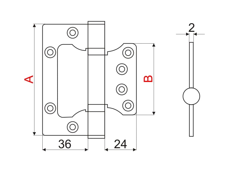 Hinge for interior door TOMI schema