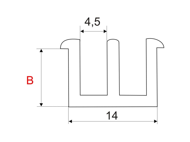 PVC rail for glass sliding system schema