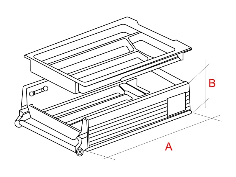 UNIVERSAL CLASSIC system rolling wheel drawer with organizer, JUPAL schema