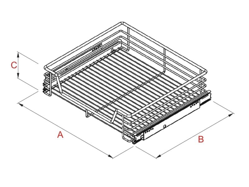 Bottom drawer HIGH LINE with full extension ballbearing slides schema