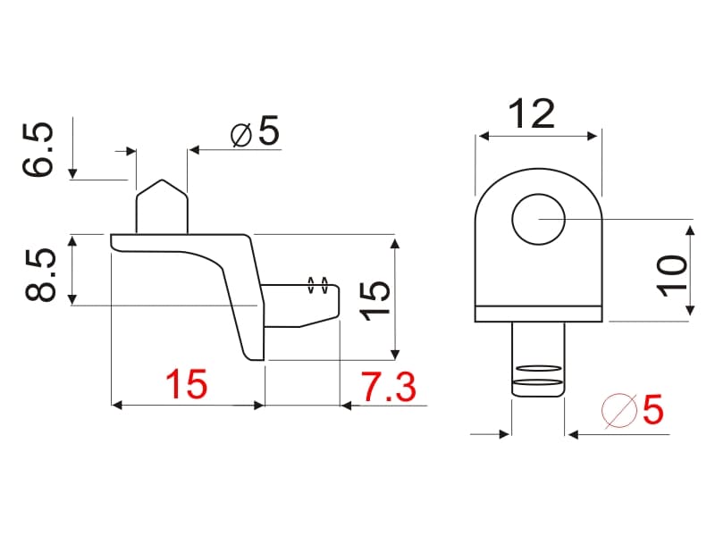 Shelf support 2 pins schema