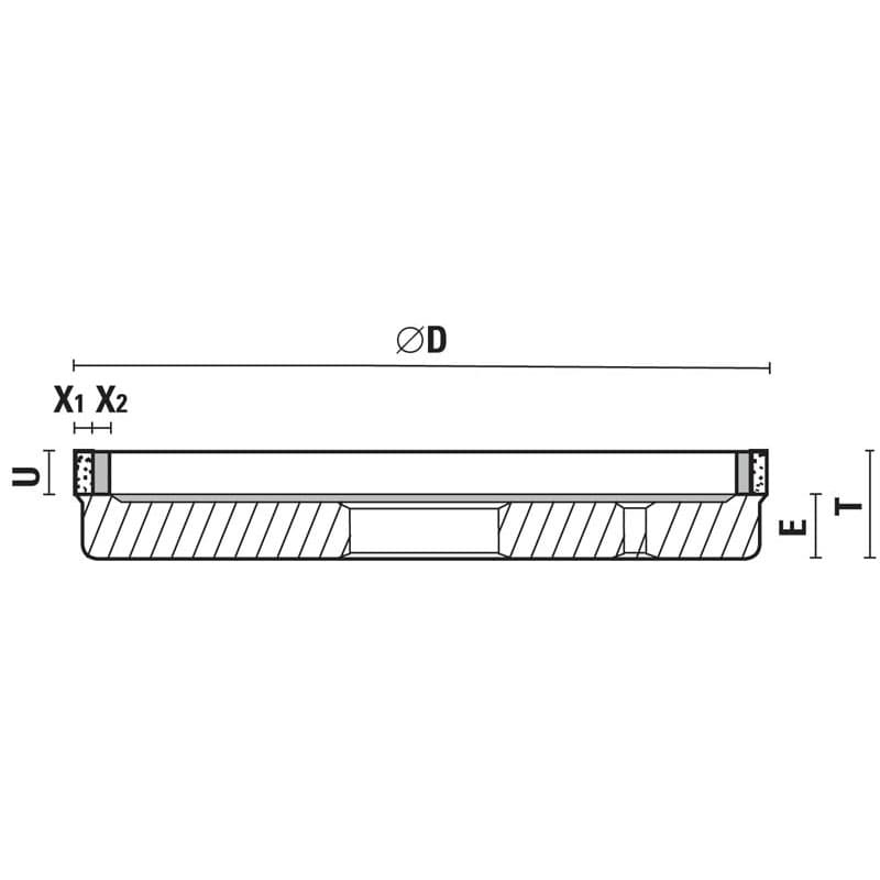 Grinding wheel for hw tipped sawblades schema