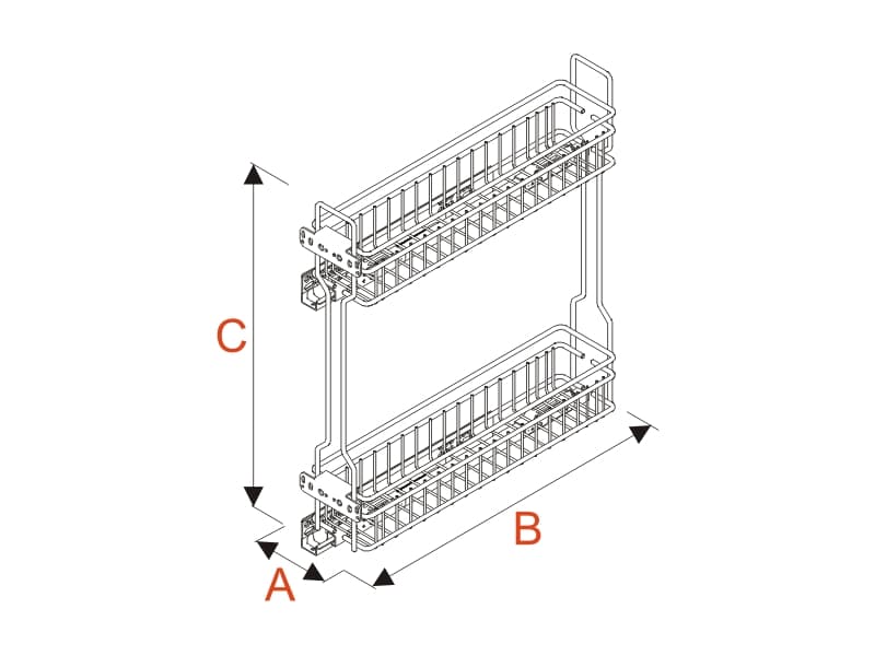 Basket 2 tiers QUADRO side mounting schema