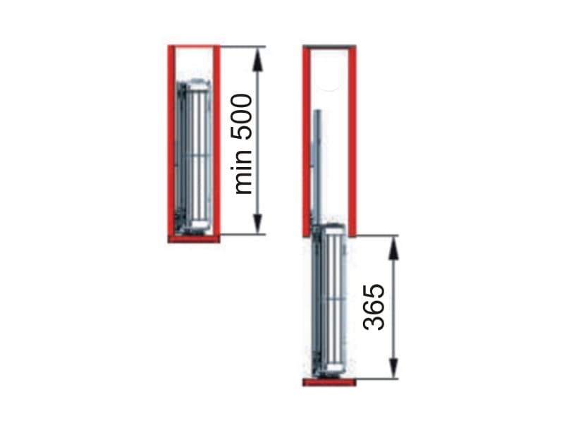 Basket 2 tiers QUADRO side mounting schema