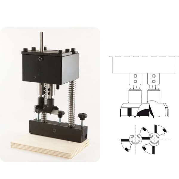 Special devices for angular hinges inserting schema