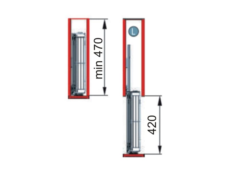 Towels mini pull – out full extension soft closing  - Maxima EVO schema