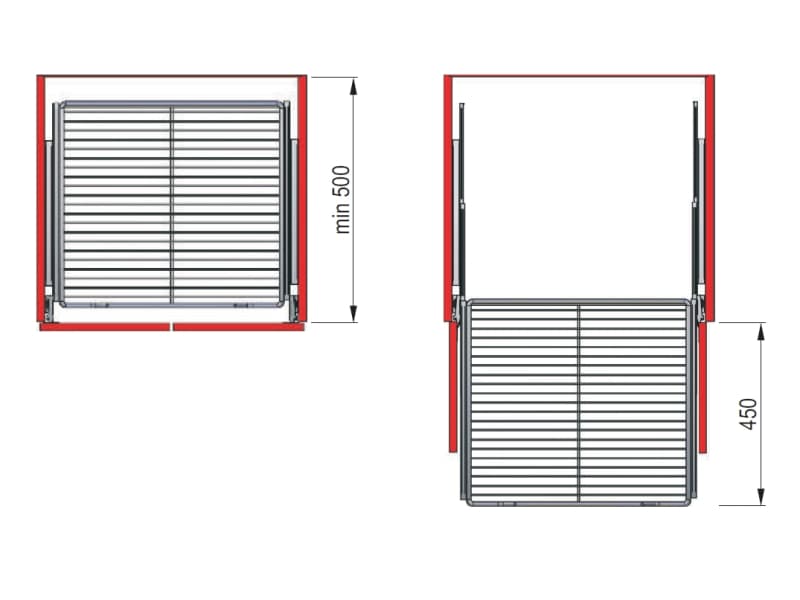 Bottom drawer HIGH LINE with full extension ballbearing slides schema
