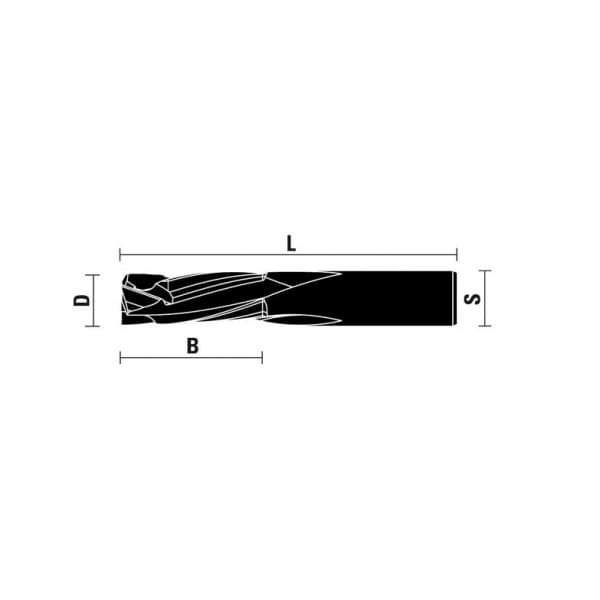 Solid carbide compression cutters z=3+3 schema