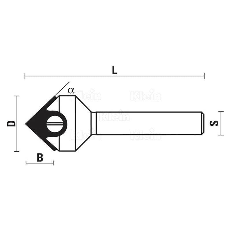 Hw insert v-grooving bits z=1 schema