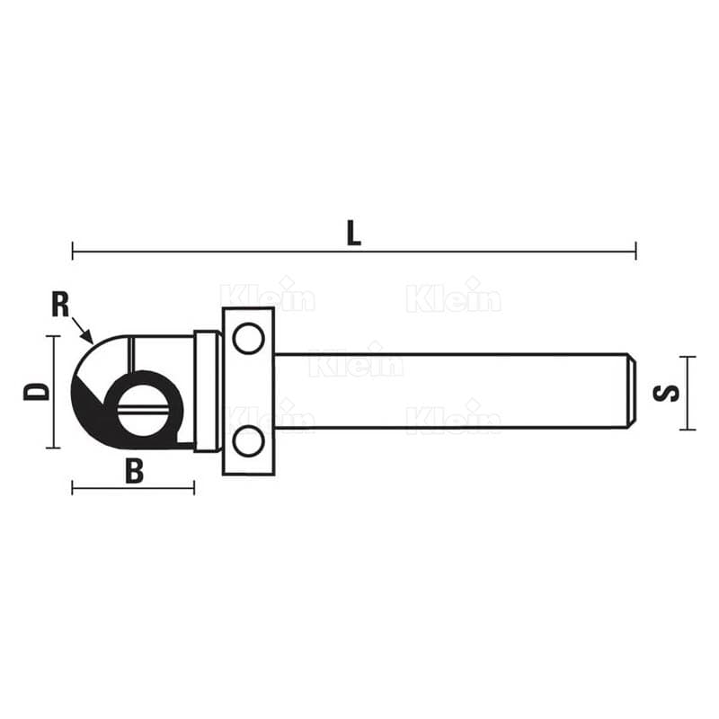 Hw insert core box bits with upper ball bearing z=1 schema