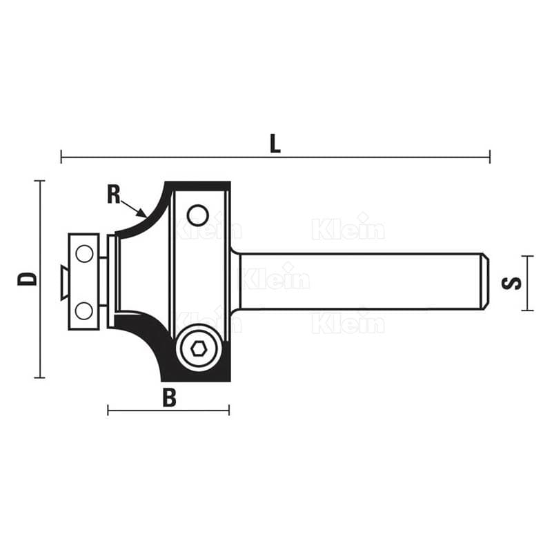 Hw insert corner rounding bits with ball bearing z=2 schema