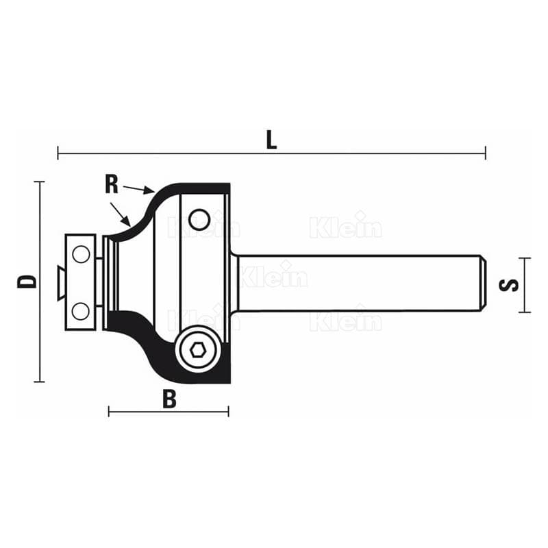 Hw insert ogee bits with ball bearing z=2 schema