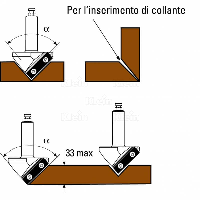 Hw insert v-groove router bits z=1 schema