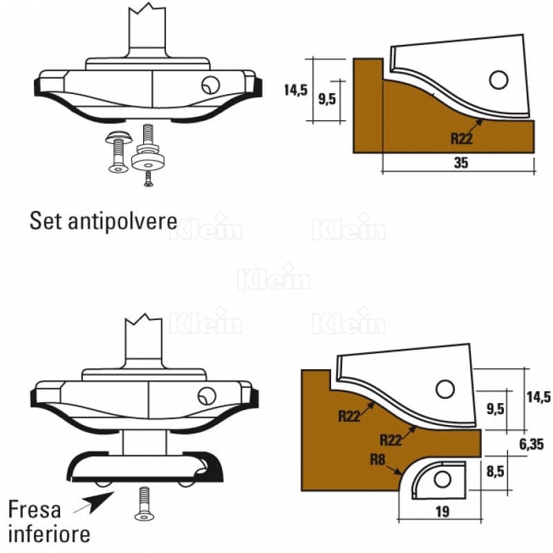 Hw insert profile raised panel router cutters z=2 schema
