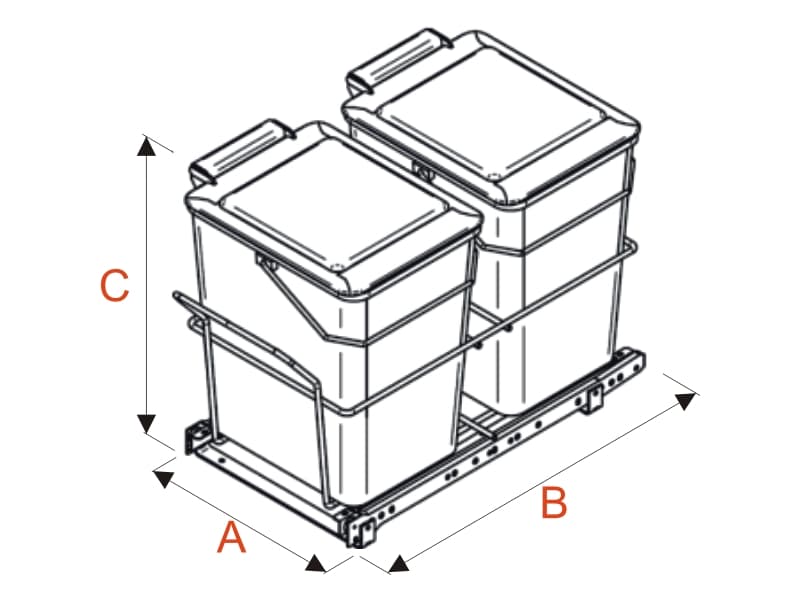 Double waste bin pul-out - STANDART schema