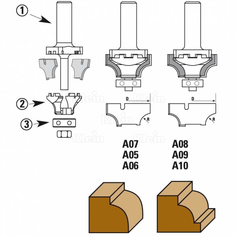Hw interchangeable insert router bits “nova system” z=2 schema