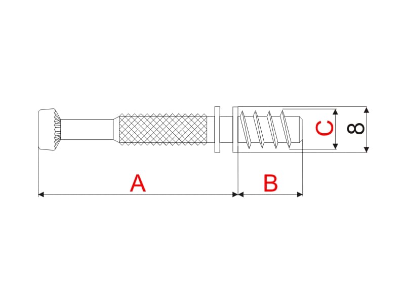 Steel dowel for eccentric with euroscrew schema