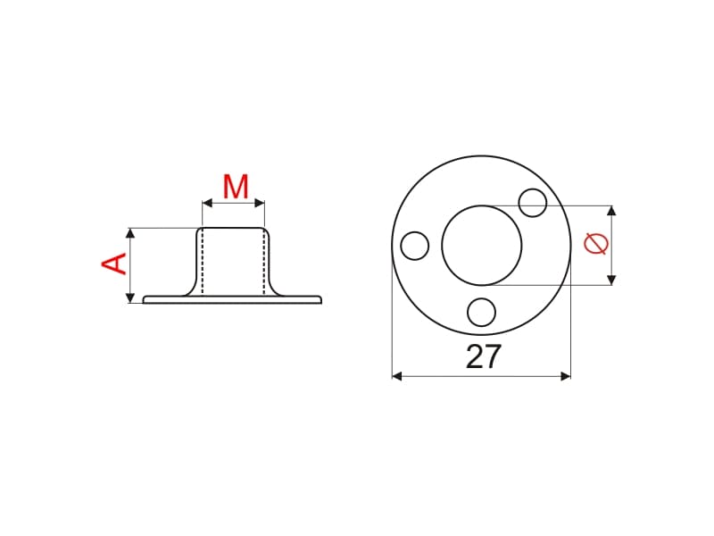 Insert for leg D27, round schema