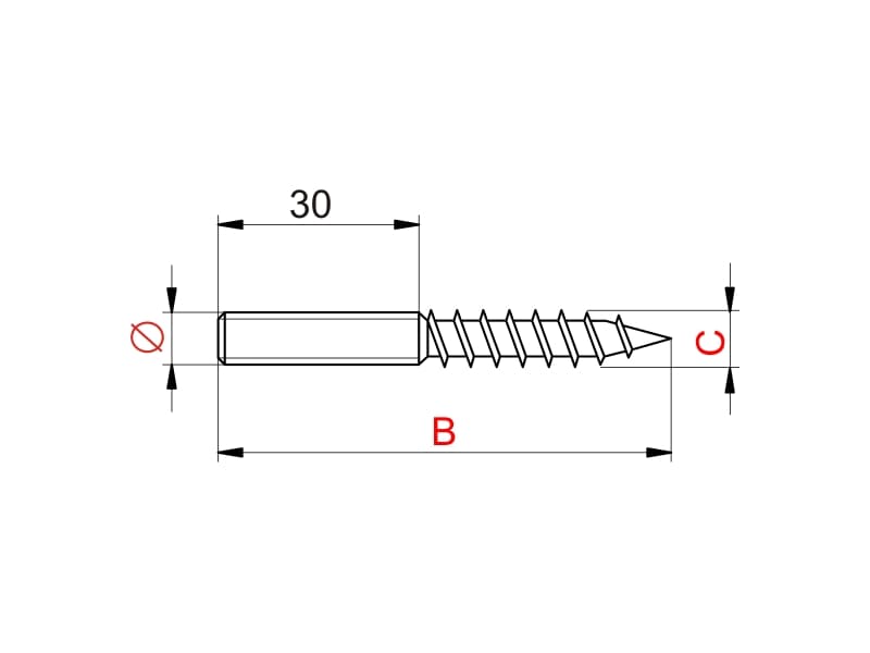 Hangerbolt - steel/wood schema