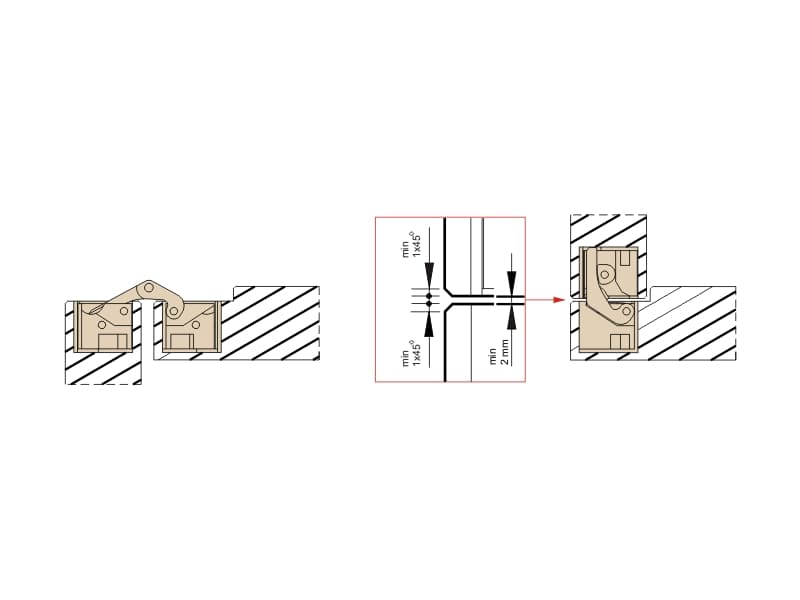 Concealed hinge for interior doors with 3D adjustment, model 1129, 25/30kg. schema