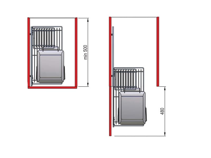 Double waste bin pul-out - STANDART schema