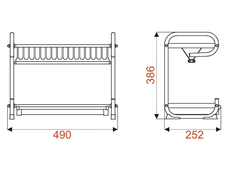 Tow tier dish drying rack schema