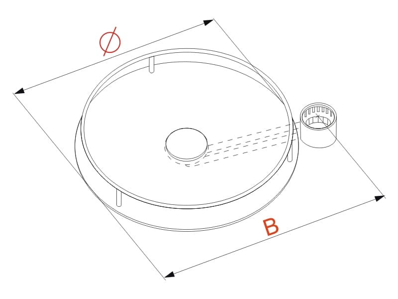 Swiveling basket with glass bottom schema