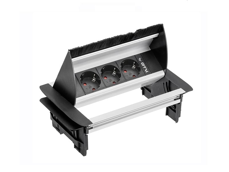 Trough-desk power socket letterbox with brush cable main image