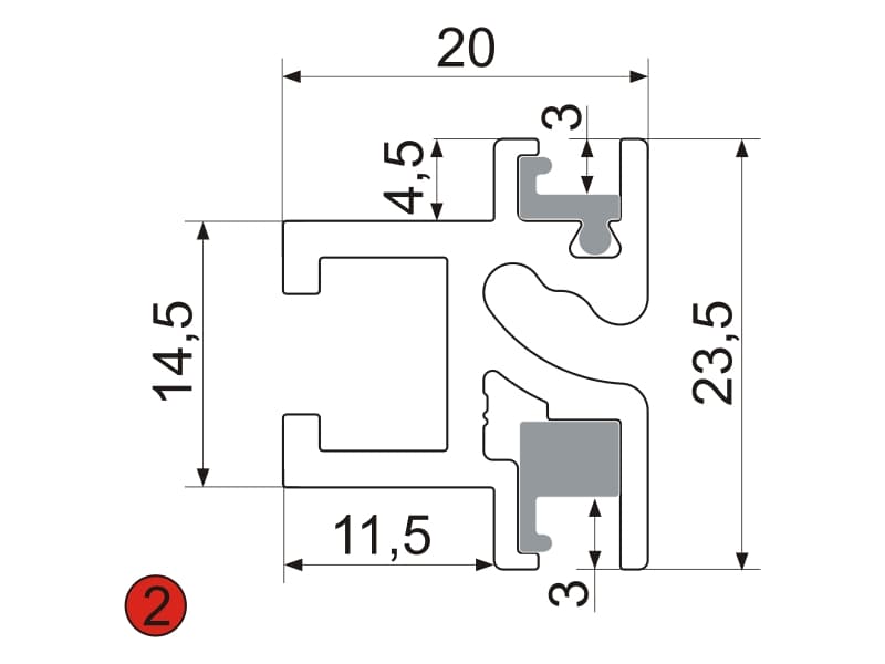 Central profile for LED panel - 3.50m schema