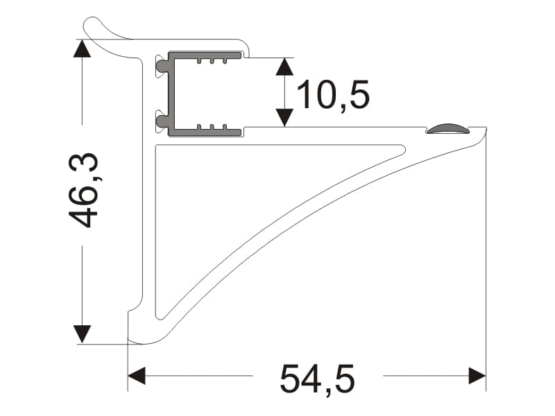 Handle for a glass shelf 10mm schema