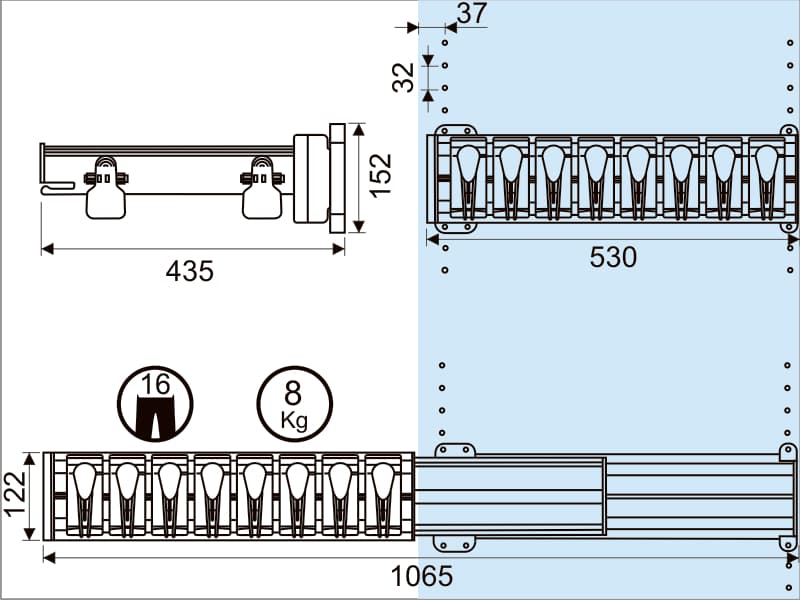Trouser rack side version - alumium color schema