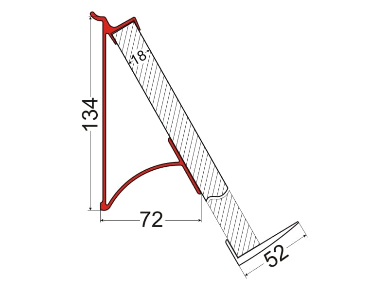 Upper profile display shelf schema