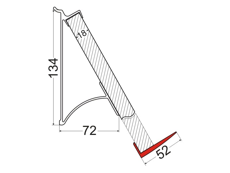 Lower profile display shelf schema