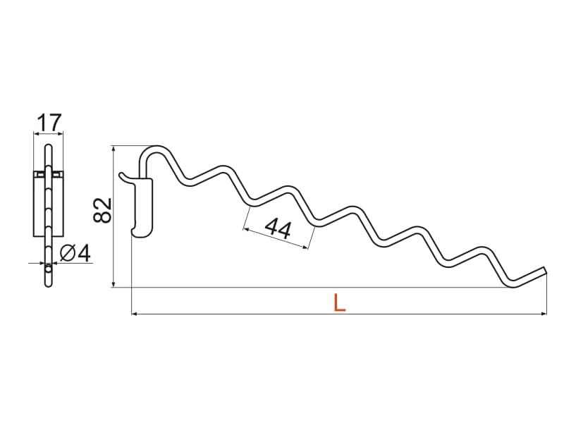 Upper single zigzag hanger schema
