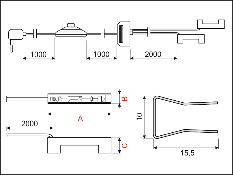 Shelf LED clip lights with switch schema